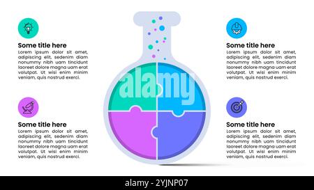 Infographic template with icons and 4 options or steps. Chemical tube. Can be used for workflow layout, diagram, banner, webdesign. Vector illustratio Stock Vector