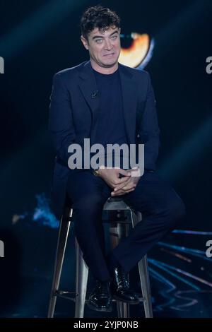 Riccardo Scamarcio attends at the first episode of Rai tv program 'Belve 2024' at Fabrizio Frizzi studios. Stock Photo