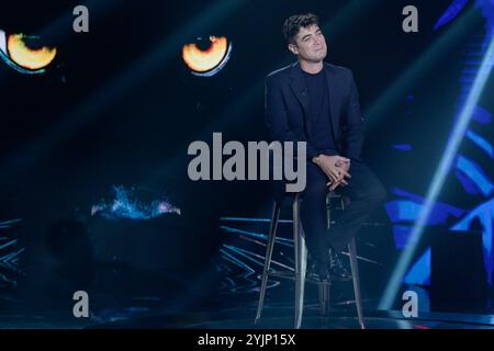 Riccardo Scamarcio attends at the first episode of Rai tv program 'Belve 2024' at Fabrizio Frizzi studios. Stock Photo