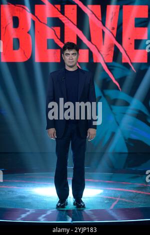 Riccardo Scamarcio attends at the first episode of Rai tv program 'Belve 2024' at Fabrizio Frizzi studios. Stock Photo