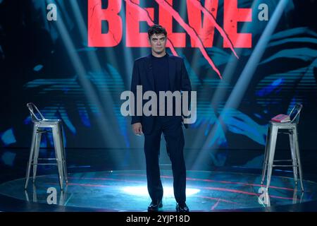 Riccardo Scamarcio attends at the first episode of Rai tv program 'Belve 2024' at Fabrizio Frizzi studios. Stock Photo