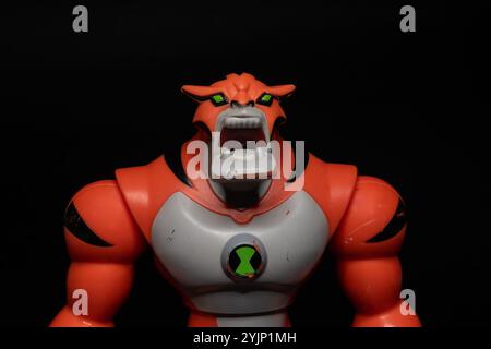 Angry muscular tiger action figure. Rath is a character from Ben 10 animated series. Stock Photo