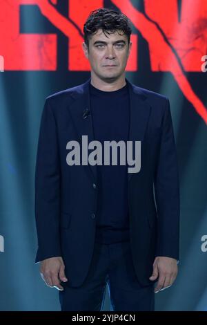 Riccardo Scamarcio attends at the first episode of Rai tv program 'Belve 2024' at Fabrizio Frizzi studios. (Photo by Mario Cartelli / SOPA Images/Sipa USA) Stock Photo