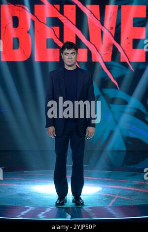 Riccardo Scamarcio attends at the first episode of Rai tv program 'Belve 2024' at Fabrizio Frizzi studios. (Photo by Mario Cartelli / SOPA Images/Sipa USA) Stock Photo