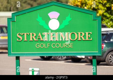 Strathmore golf Course sign, Strathmore Golf Centre, Alyth, Perth and Kinross, Scotland Stock Photo