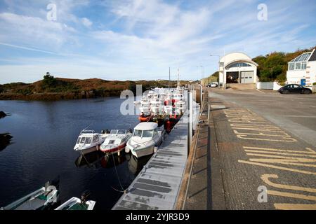 historic quay and new pontoon on the clady river in bunbeg harbour bunbeg, county donegal, republic of ireland Stock Photo