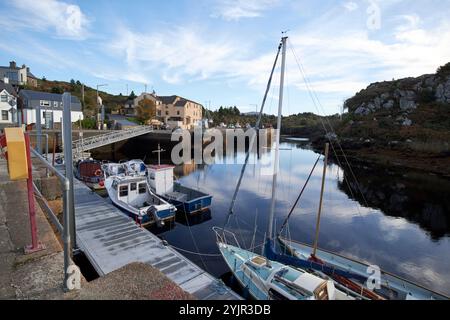 historic quay and new pontoon in bunbeg harbour bunbeg, county donegal, republic of ireland Stock Photo