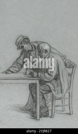 Becker, Adolf von, work, Two lying boys, Church towers (two-sided work ...