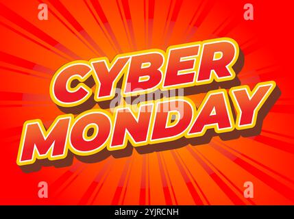Cyber monday. Text effect design in 3 dimensions look, good for social media ads Stock Vector