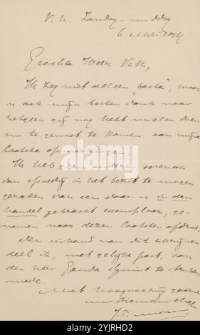 Letter to Jan Veth, printed, writer: Jacob Pieter Moltzer, The Hague, May 6, 1894, paper ink, writing, pen, Subject, Arnhem, Jan Veth, Paulus Gouda Quint Stock Photo