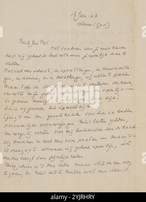 Letter to Jan Veth, printed, writer: Richard Nicolaüs Roland Holst, Laren, 18-Jan-1908, paper ink, writing, pen, passions, emotions, affections, Jan Veth Stock Photo