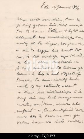 Letter to Jan Veth, printed, writer: Willem Witsen, Ede, 14-Jan-1896, paper ink, writing, pen, passions, emotions, affections, Jan Veth, Willem Kloos Stock Photo