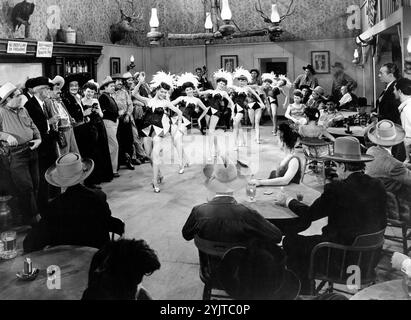 Saloon dancers, on-set of the western film, 'In Old New Mexico', Monogram Pictures, 1945 Stock Photo