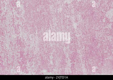 White and pink colored messy stucco, plaster texture background close up. Decorative weathered painted wall, aged  stained concrete surface. Wallpaper Stock Photo