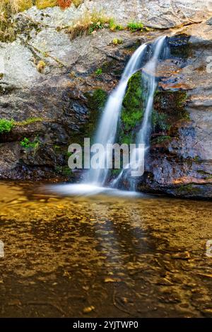 Waterfall. Navafria. Sierra de Guadarrama National Park. Segovia Province. Castilla y Leon. Spain. Stock Photo