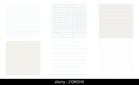 Grid empty background, square, line dot graph paper, school math sheet, grid paper sheet. Memo list, bullet journal list blank, architectural graph. Vector illustration Stock Vector