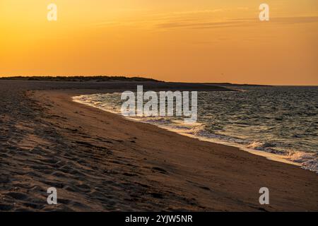 Sunset with intense orange sky Stock Photo