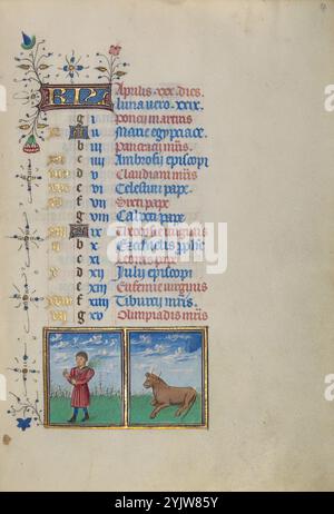 Medieval Book of Days, Sign of Taurus Stock Photo - Alamy