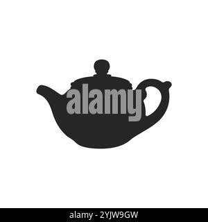Black teapots set. A collection of teapot outlines. Brewers vector. Ceramic teapots. Metal teapots. Tea party logo. Style of tea ceremonies. Stock Vector