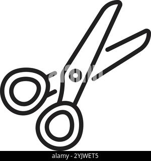 Scissors single line icon, black editable stroke, simple vector monochrome pictogram, haircut and grooming illustration Stock Vector