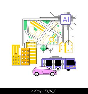 AI-Optimized Urban Planning abstract concept vector illustration. Stock Vector