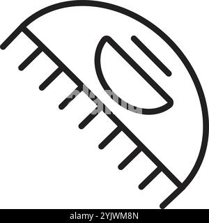 Comb for human hair, pet fur, single line icon, black editable stroke, simple vector monochrome pictogram, beauty care, haircut and grooming illustrat Stock Vector