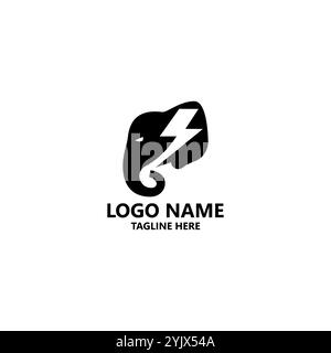 lightning elephant logo design vector Stock Vector
