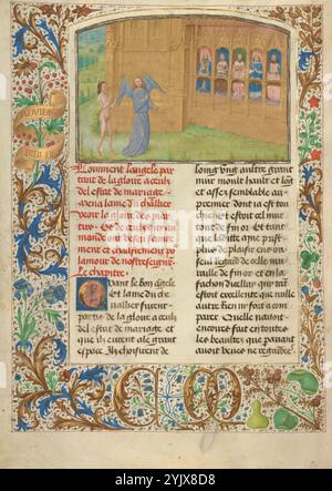 The Glory of Martyrs and the Pure; Les Visions du chevalier Tondal, 1475.  Additional Info:After leaving the faithfully married, Tondal's soul and the angel come upon a wall made of gold, reserved for martyrs and those &quot;who crucified their flesh against the vices and lusts of the world.&quot; Sitting upon sumptuous thrones of gold and silk, richly dressed men and women sing &quot;Alleluia.&quot; Each wears a crown, a sign of victory over sin. Stock Photo