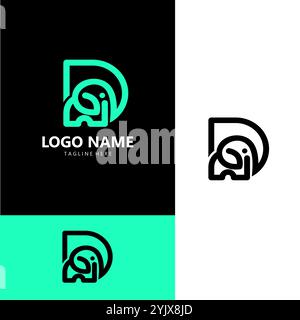letter D elephant Logo design vector Stock Vector
