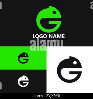 initial G chameleon logo design vector Stock Vector