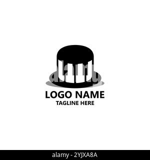 hat piano logo design vector Stock Vector