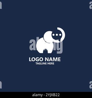 elephant chat logo design vector Stock Vector