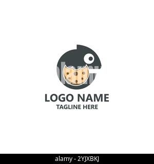 chameleon cookies logo design vector Stock Vector