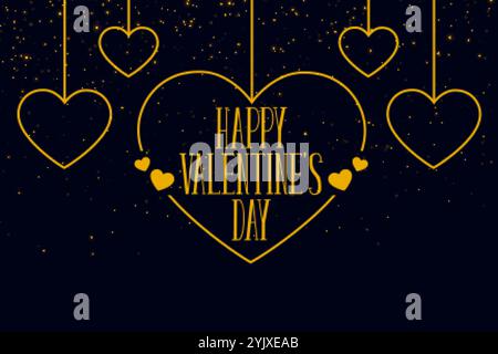 happy valentines day hanging hearts and clouds background Stock Vector ...