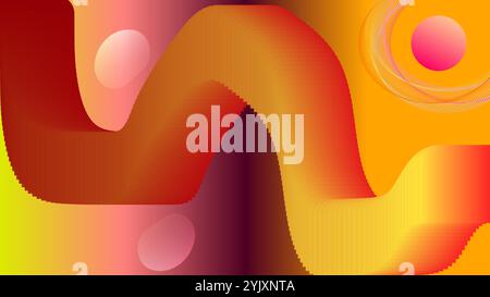 Abstract background with multiple colors and wavy orange object Stock Vector