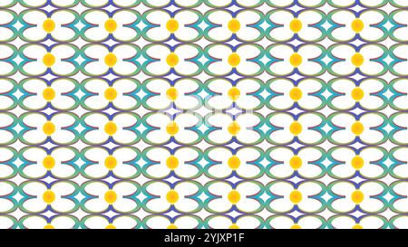 Seamless pattern background with colorful floral object within center a yellow circle Stock Vector