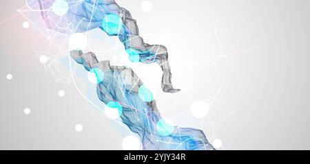 Abstract frame wave with colored spots on it and curved lines. Plexus effect. Hand drawn vector. Stock Vector