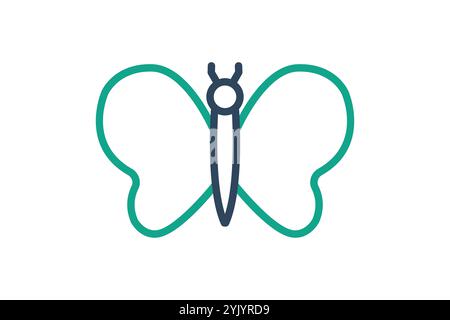 Butterfly icon. line icon style. icon related to gardening. animal elements vector illustration Stock Vector