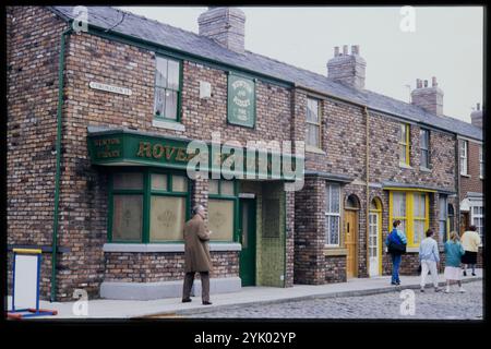 Rovers Return Inn, Coronation Street, Granada Studios, Quay Street, Manchester, 1988. The Rovers Return Inn on the set of Coronation Street at Granada Studios. Stock Photo