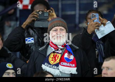 Scotland fan and supporter at the Scotland v Croatia UEFA Nations League game, Hampden Park, Glasgow, Scotland, UK. Scotland went on to win 1  - 0. Stock Photo