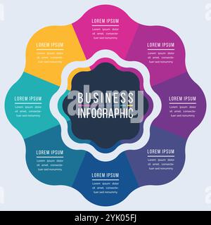 Business Infographic design 8 steps, objects, elements or options information design colorful template Stock Vector
