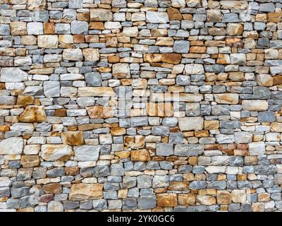 Stonewall background texture. building facade stone wall material detail Stock Photo