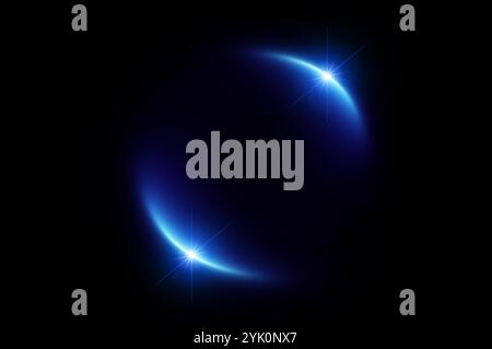 Effect Blue Light Glowing light bursts with sparkles. Glow light effect set, lens flare, explosion, glitter, line, sun flash, spark and star. Abstract Stock Photo
