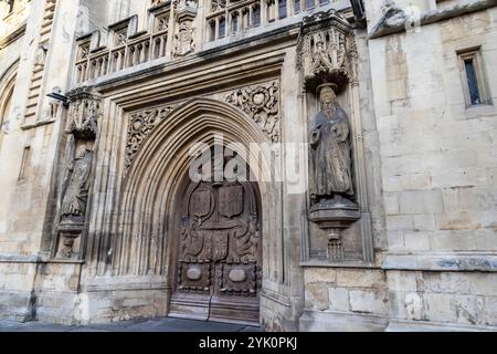 Bath Abbey, West front door, Bath, Somerset, England Stock Photo