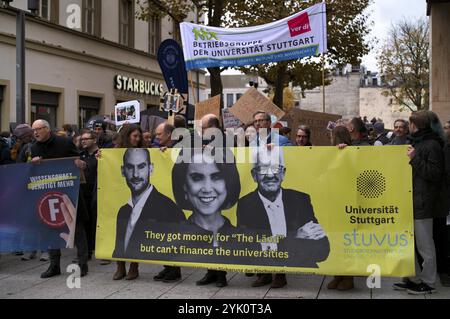 Demonstration, protest march, student protest, students, against planned budget cuts by the state government at colleges and universities, Stuttgart, Stock Photo