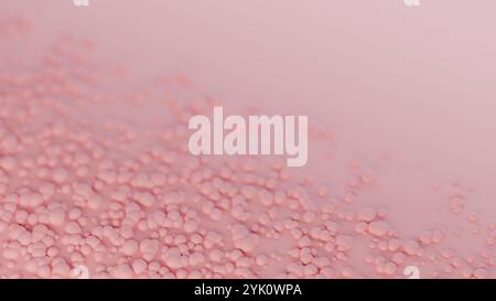 Baby pink bubbles over pink surface, monochromatic abstract background. Digital 3D rendering. Stock Photo