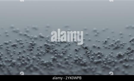 Bubbles over gray surface, abstract background. Digital 3D rendering. Stock Photo