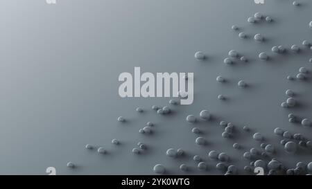 Bubbles over gray surface, abstract background. Digital 3D rendering. Stock Photo