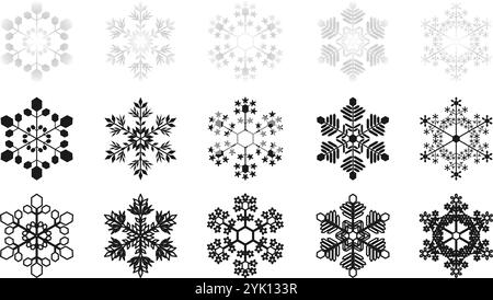 snow flakes icon set vector illustration isolated on white background. Stock Vector