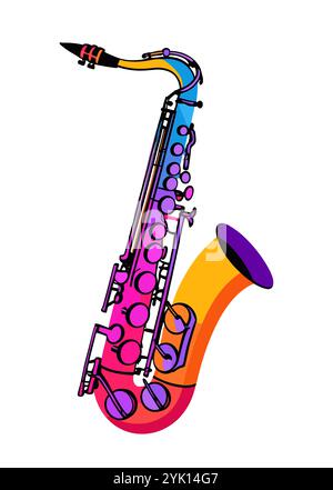Musical instrument saxophone vector art on white Stock Vector